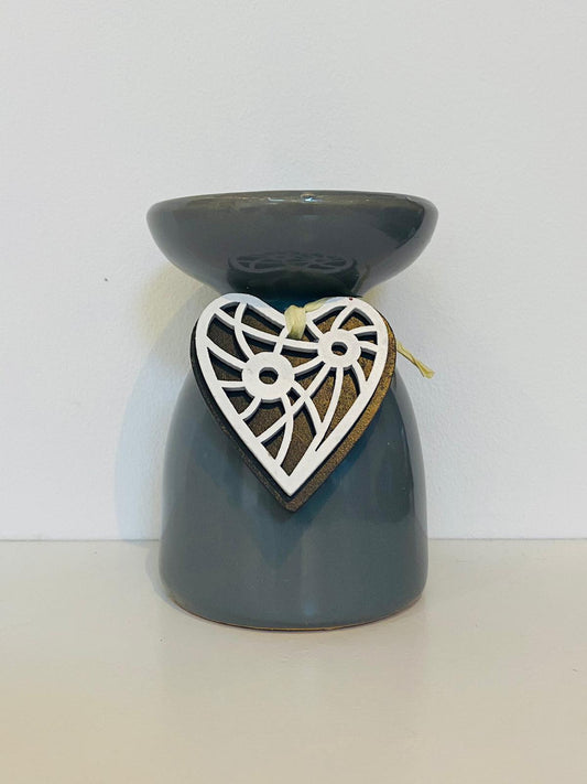 Grey/Blue Wax melt Burner with heart